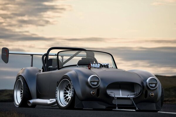 Shelby cobra en el fondo del cielo nocturno, afinación inusual