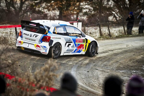 Volkswagen polo during the race on the turn