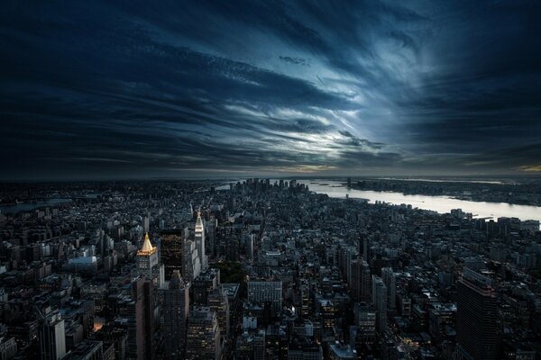 Urban night city landscape