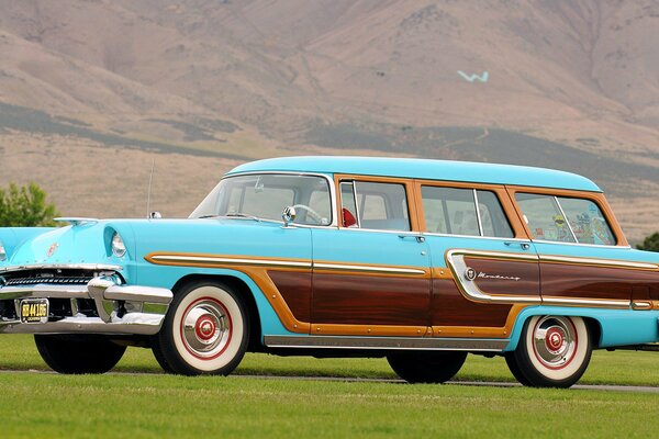 Retro station wagon car on the naturaletro car buick