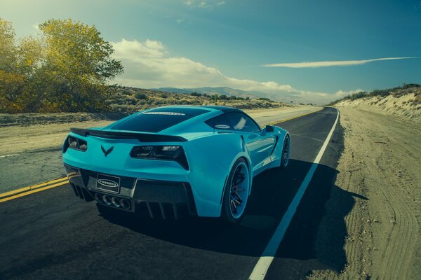 Chevrolet car blue rear view