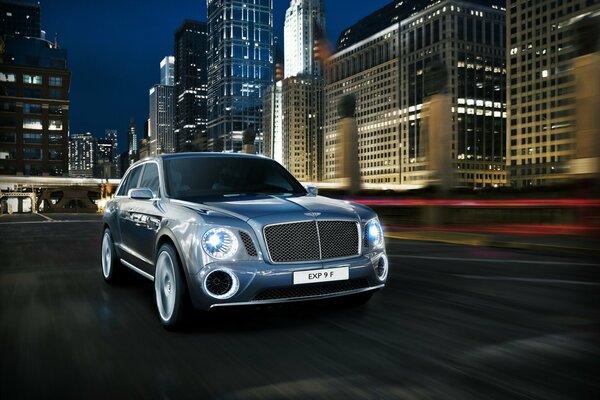 Bentley, 2012, EXP 9 f, blue car luxury city