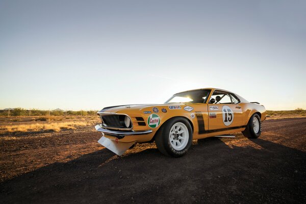 Orange Ford Mustang boss 302