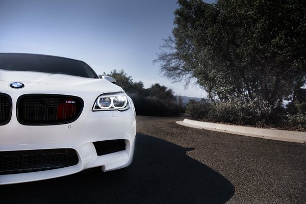 Coche blanco con ojos de ángel