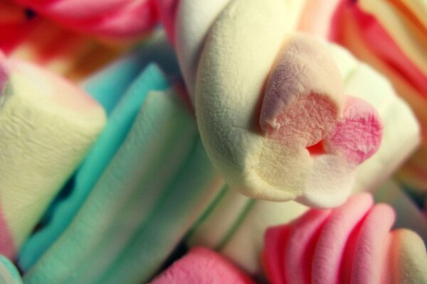 Marshmallows luftige bunte Zuckerstangen Makroaufnahme