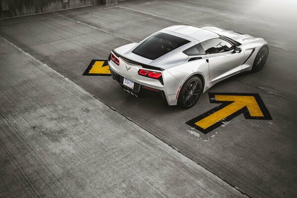 Stylish Chevrolet Carvette. Photo from behind