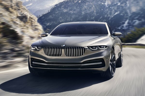 The concept of the silver bmw gran lusso in motion