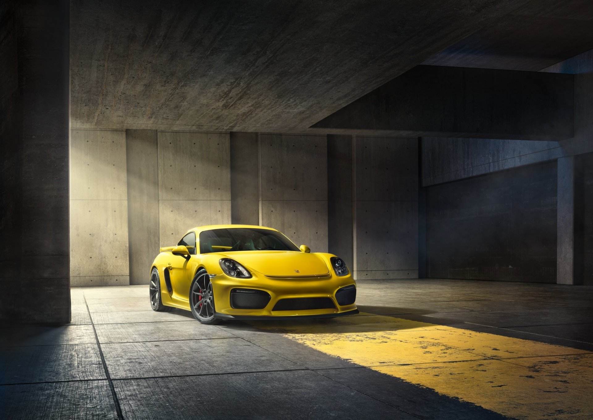 porsche cayman gt4 2015 amarillo superdeportivo aparcamiento frente