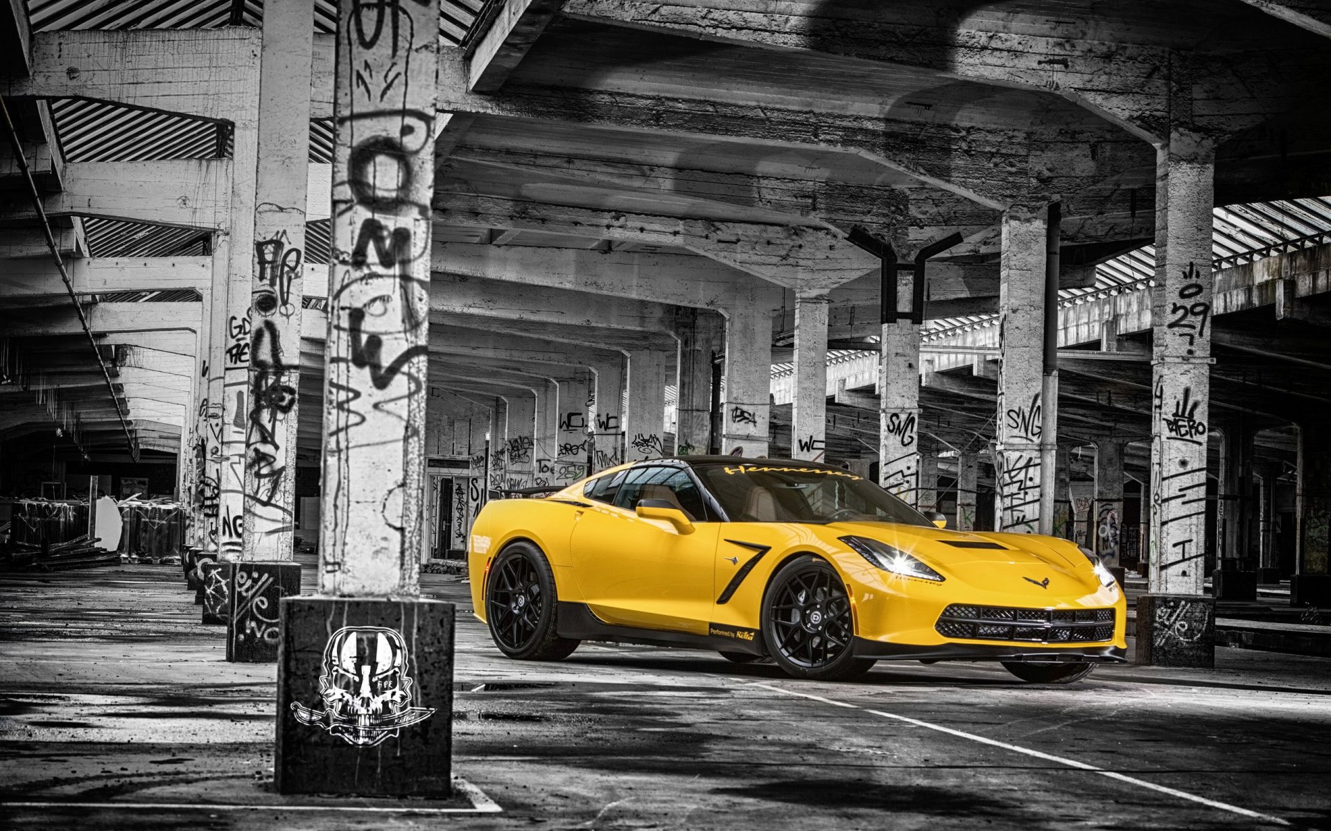 chevrolet corvette c7 stingray hpe700 2015 ruffer músculo coche amarillo frente