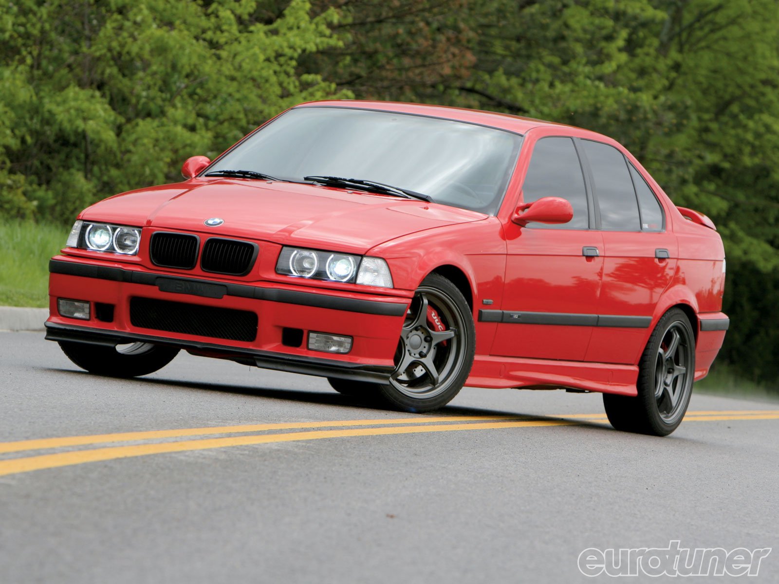 eurotuner bmw e36 m3 3er bmw dreier rot foto leistung design straße autos bayern deutschland transport auto kraftfahrzeuge