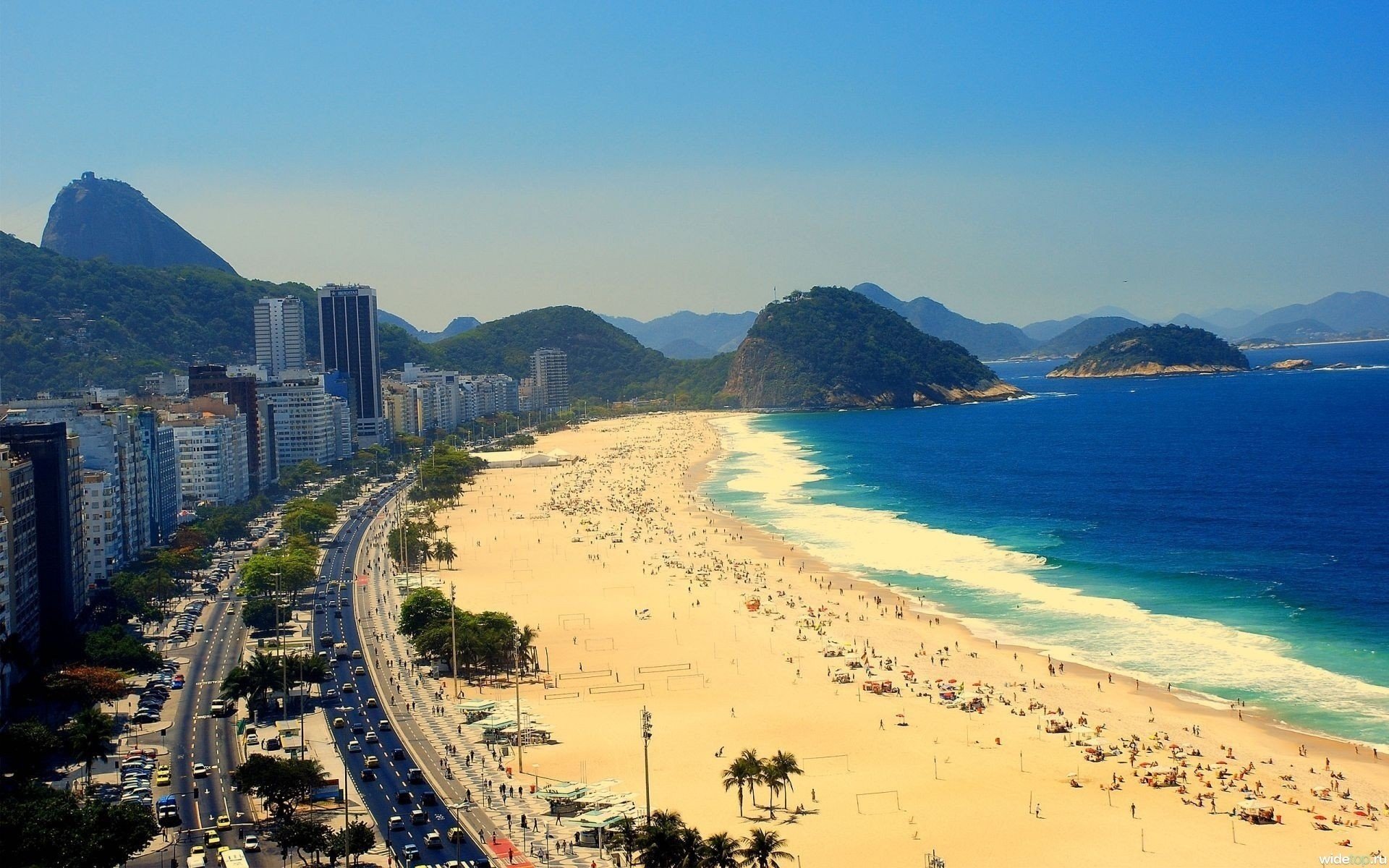 città costa spiaggia grattacieli cielo mare rio de janeiro brasile montagne metropoli acqua