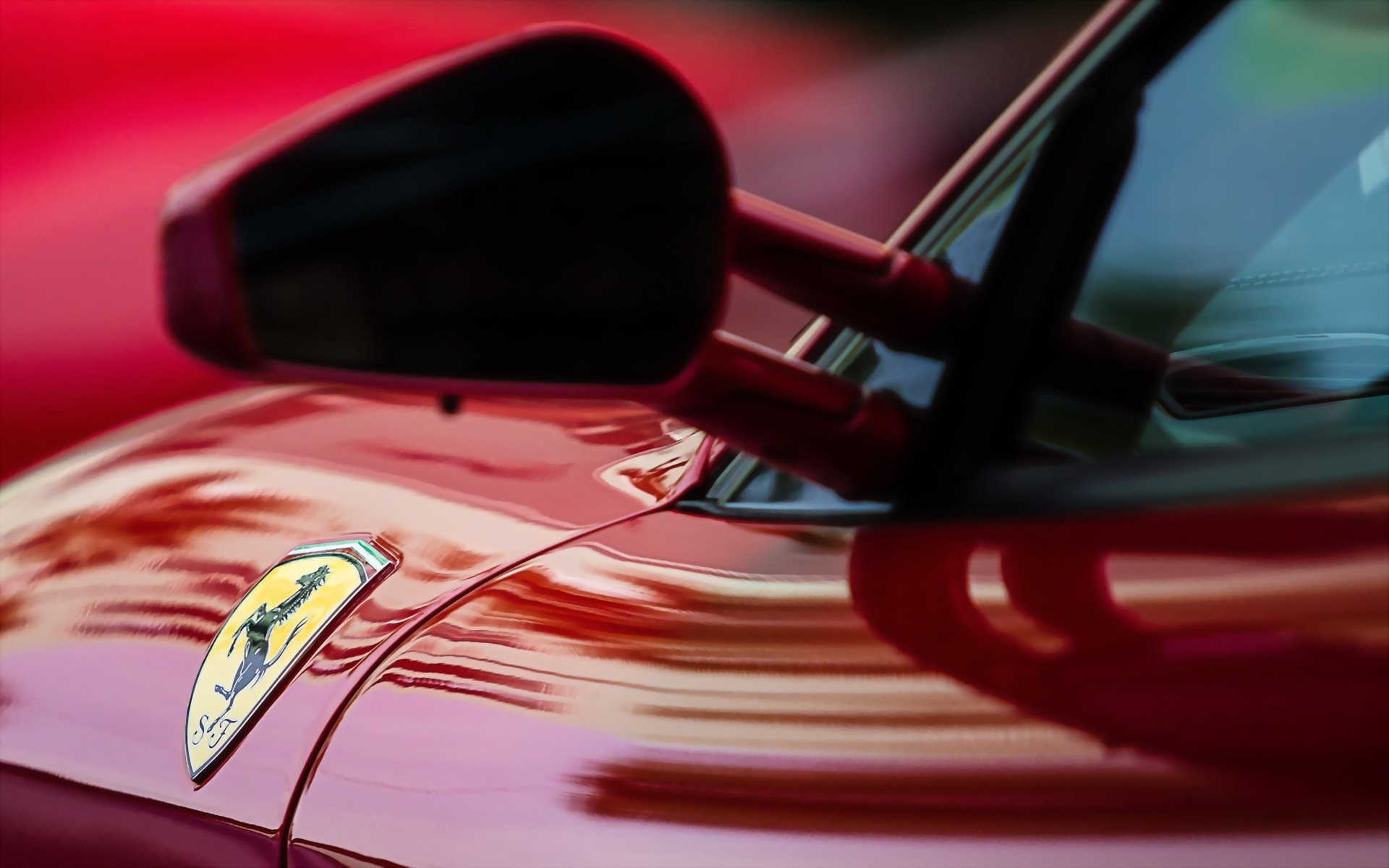 ferrari machine close up mirror