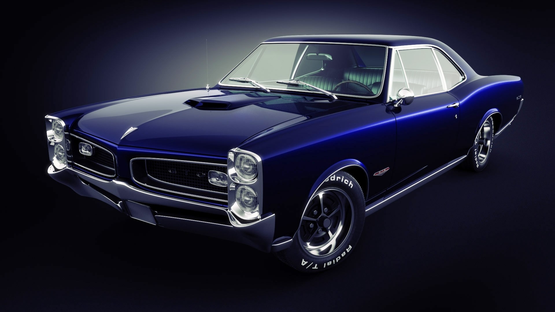 gto voiture classique bleu pontiac muscle car