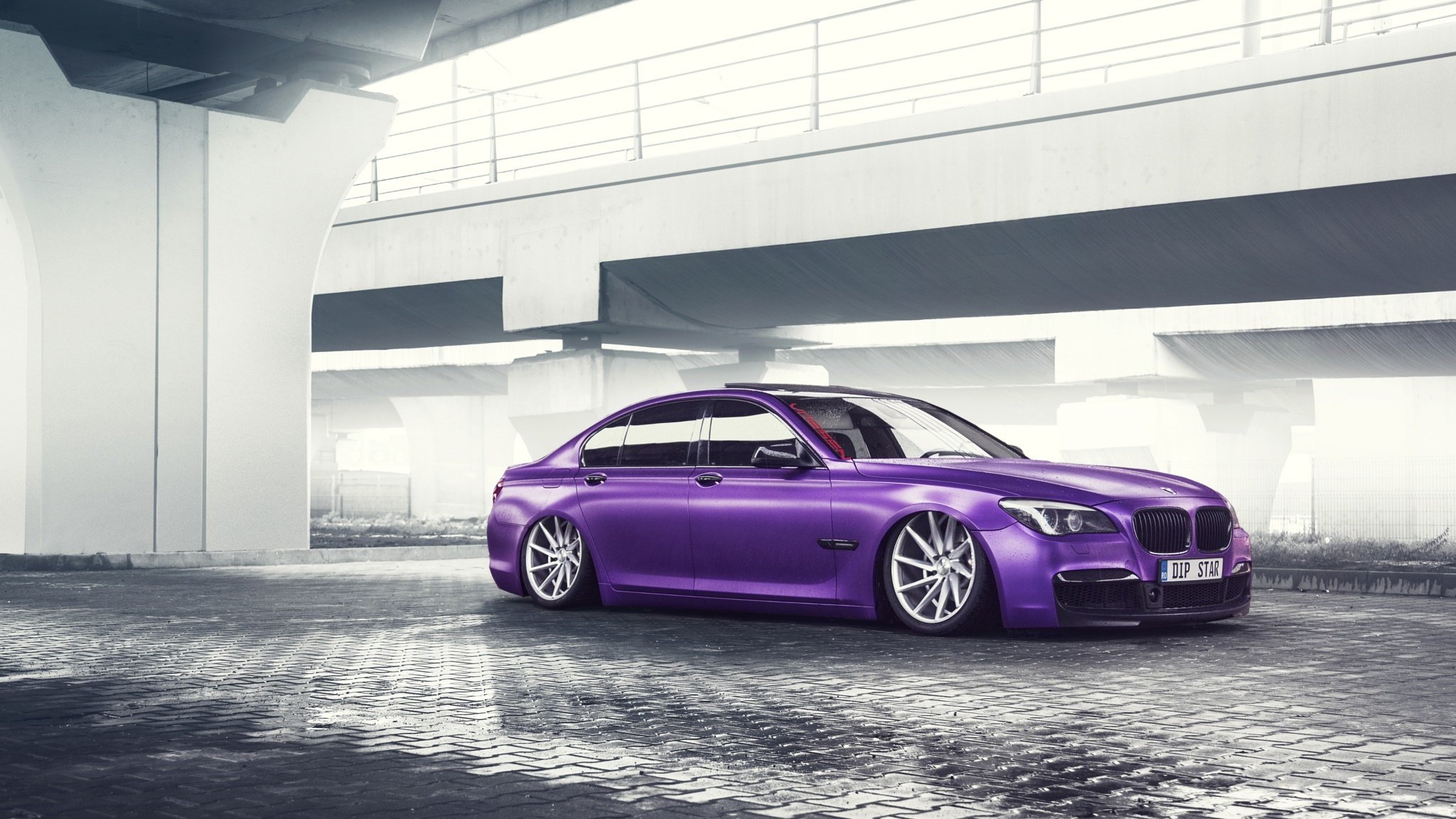 bmw série 7 faible violet couleur allemand voiture vossen roues