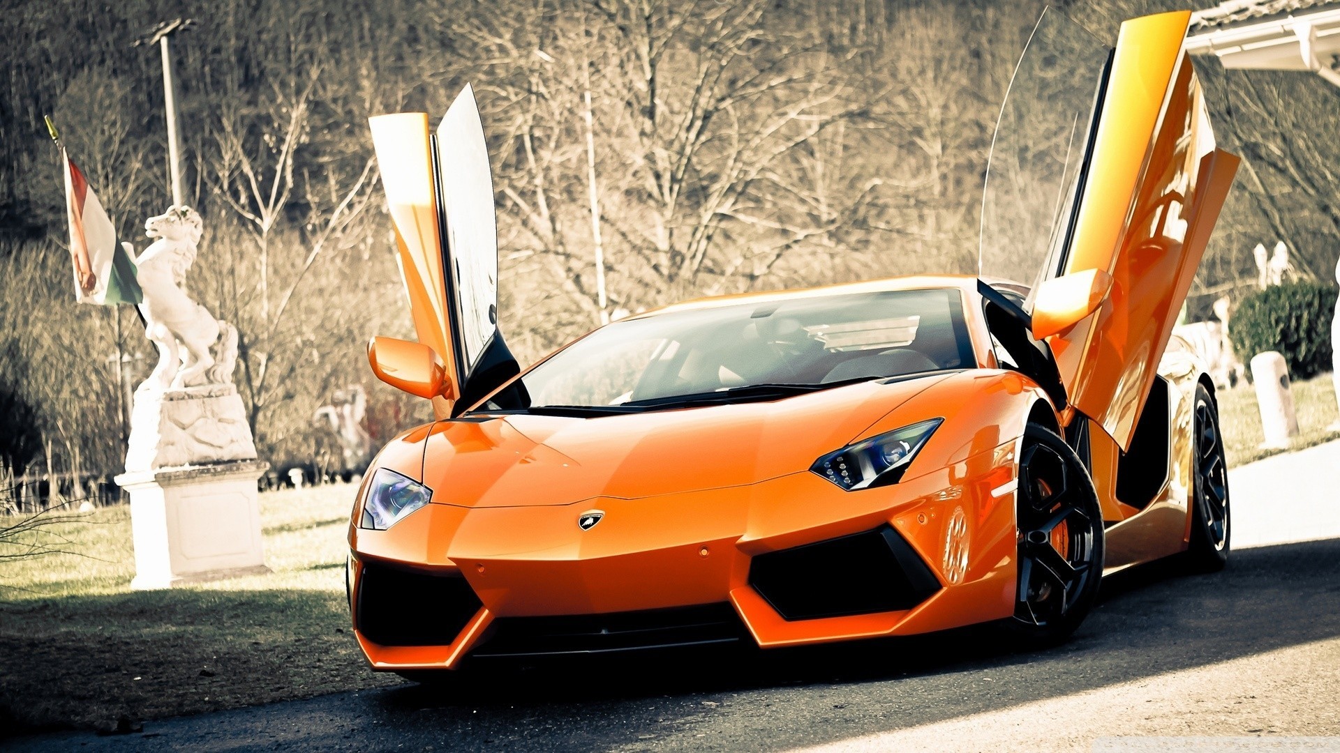 voiture orange supercar lamborghini aventador