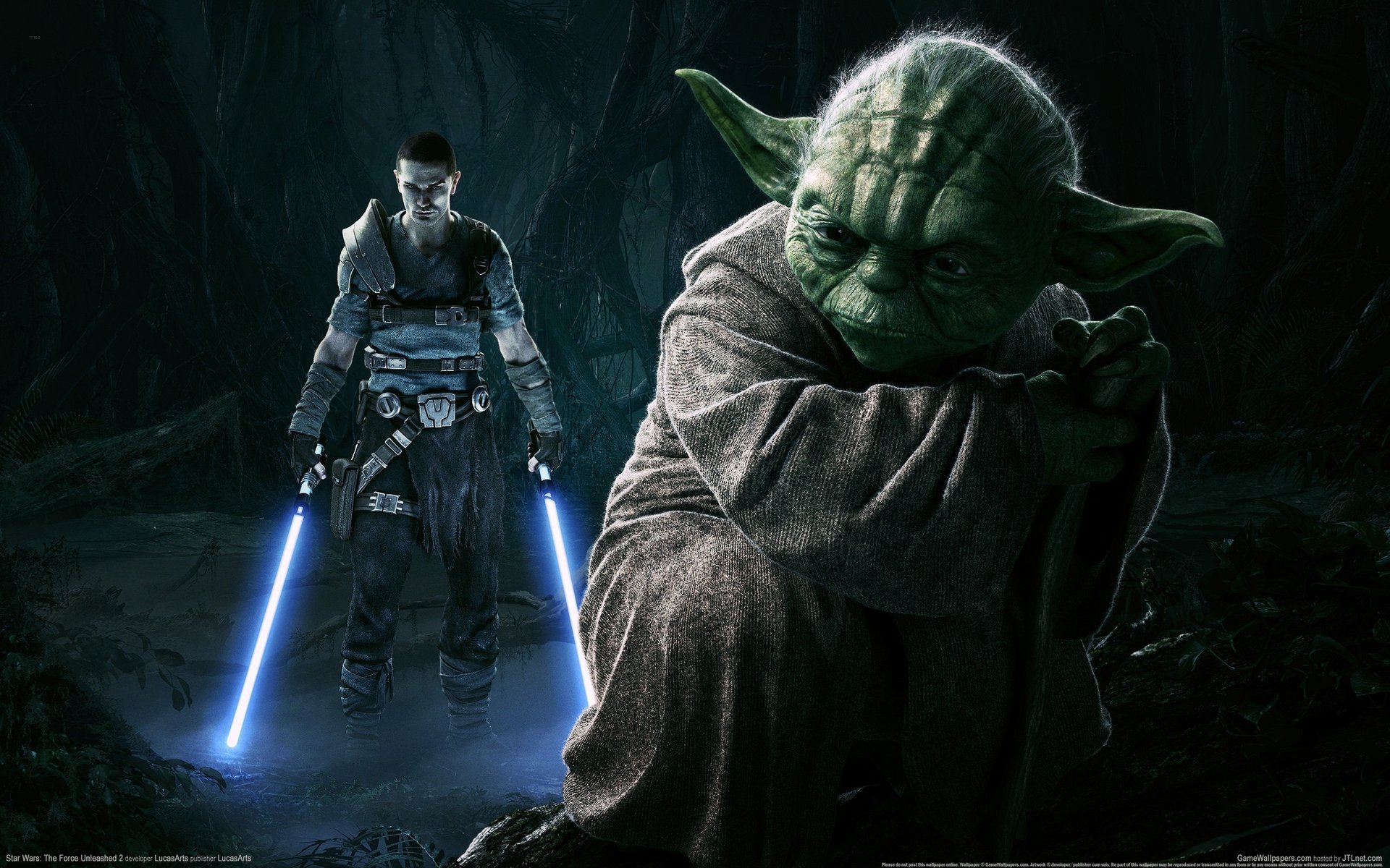 tar wars dagoba the force unleashed ii gwiezdne wojny siła nieokiełznana starkiller yoda miecze świetlne uszy goblin ciemność filmy rysunki anime men-a