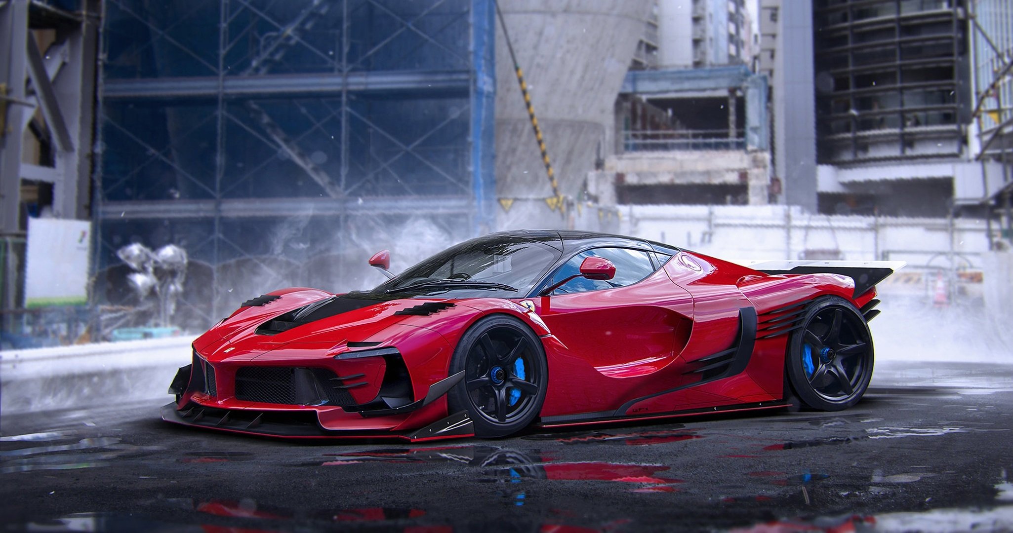 ferrari laferrari czerwone gorąca supersamochód kolor świadczenie przez khyzil salem