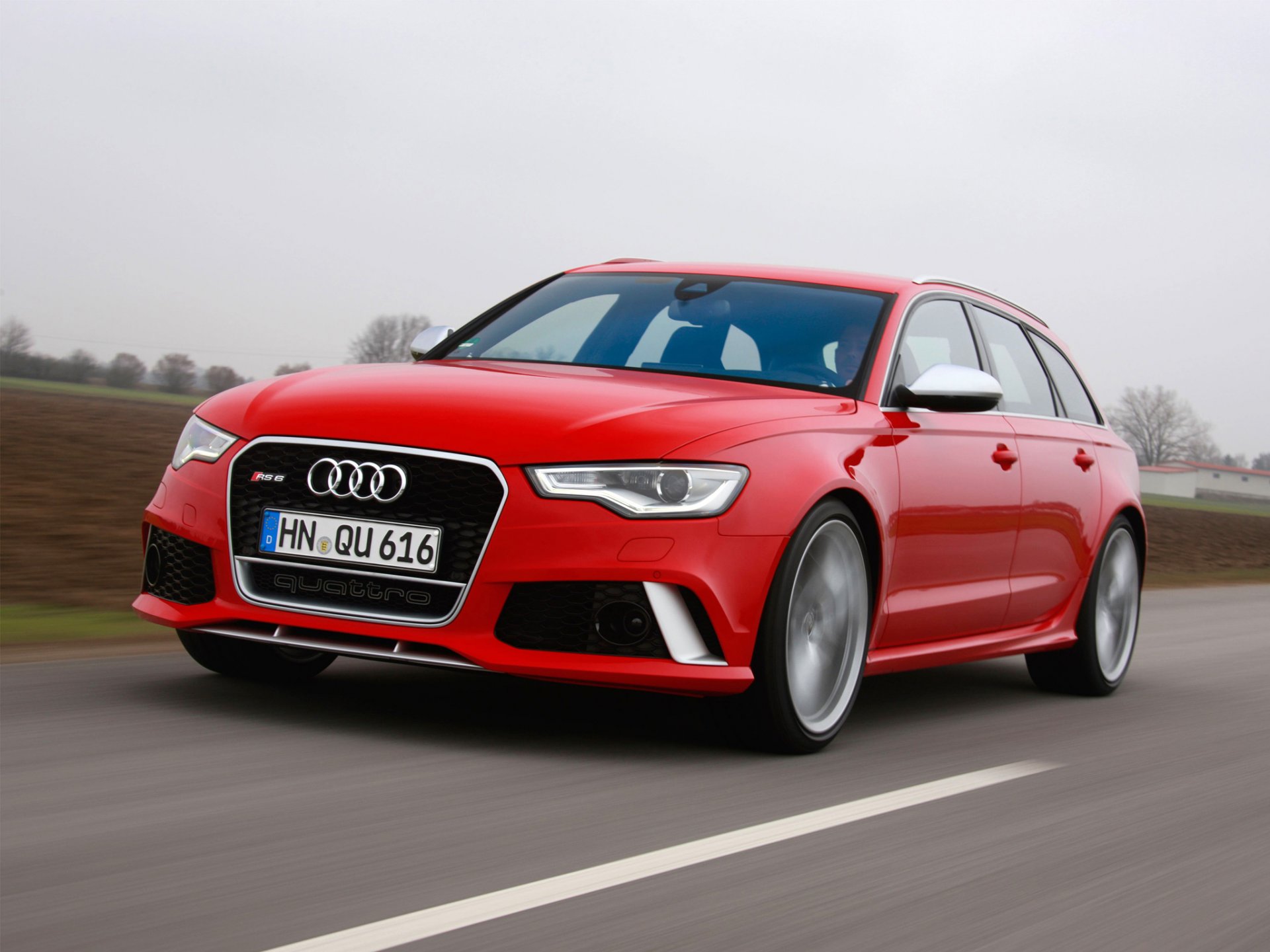 audi rs6 avant rojo coche camino velocidad