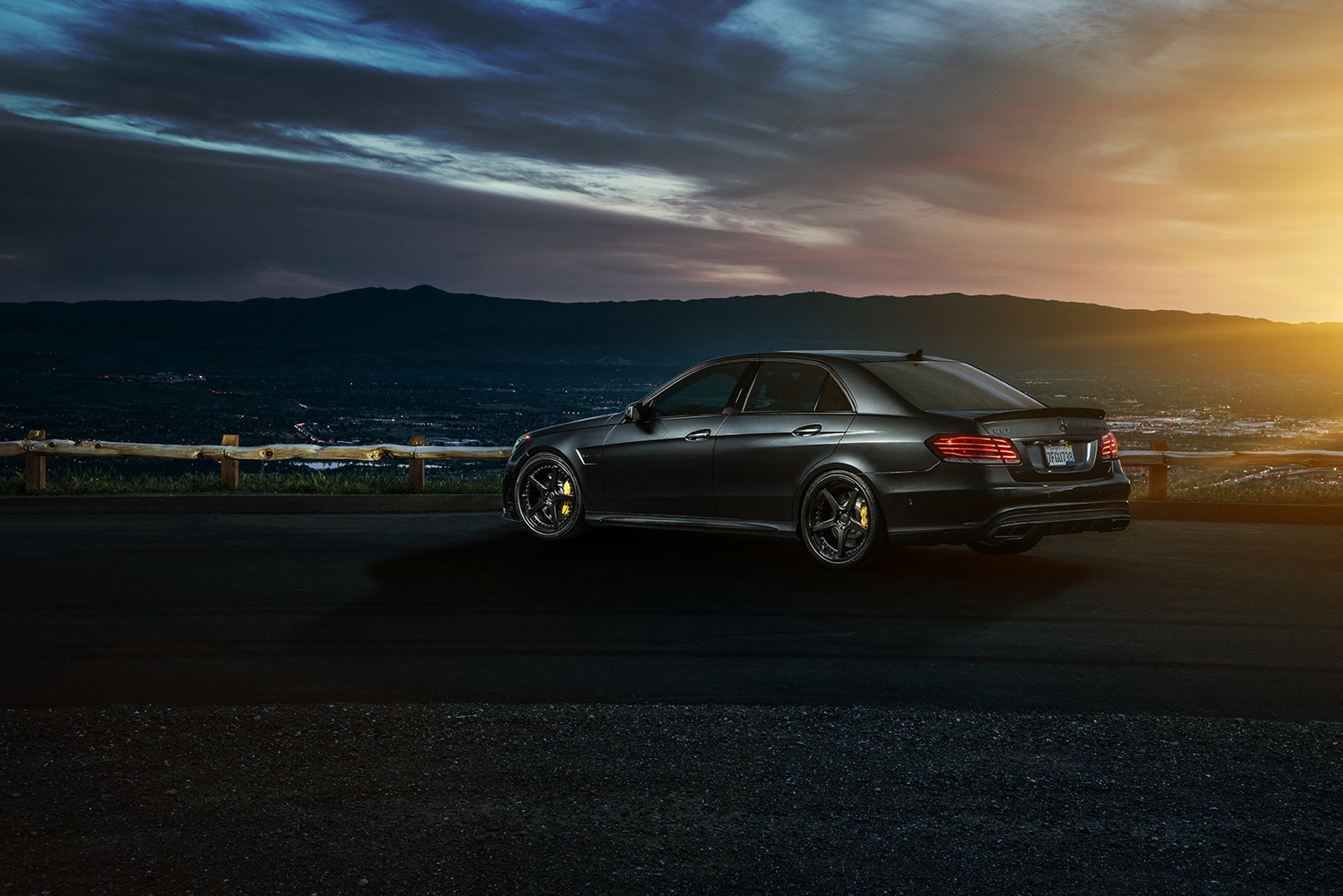 mercedes-benz e63 amg s sonic motorsport california nigth ligth nature summer sky rear