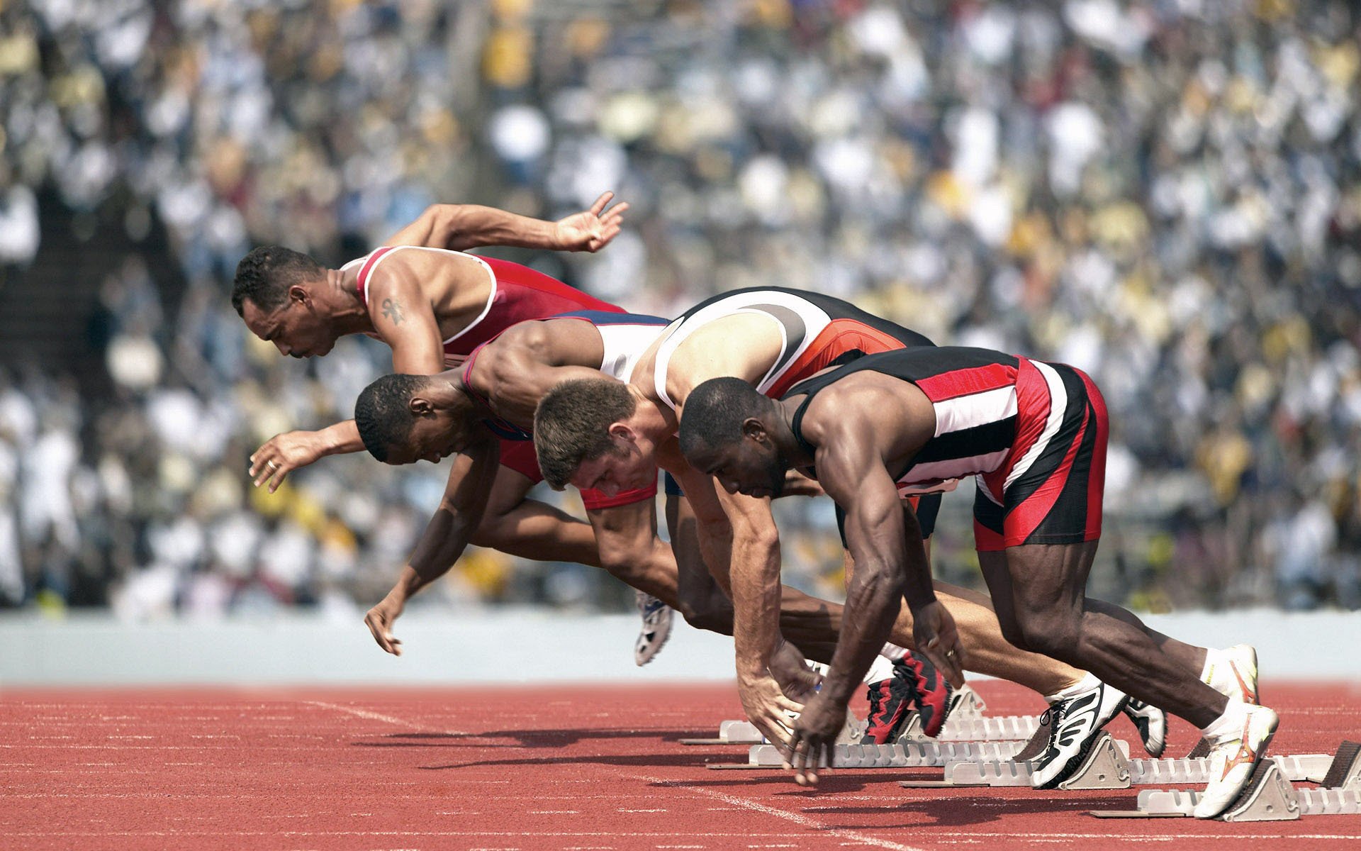 port running start sprint athletics sneakers athletes contest the competition line stadium