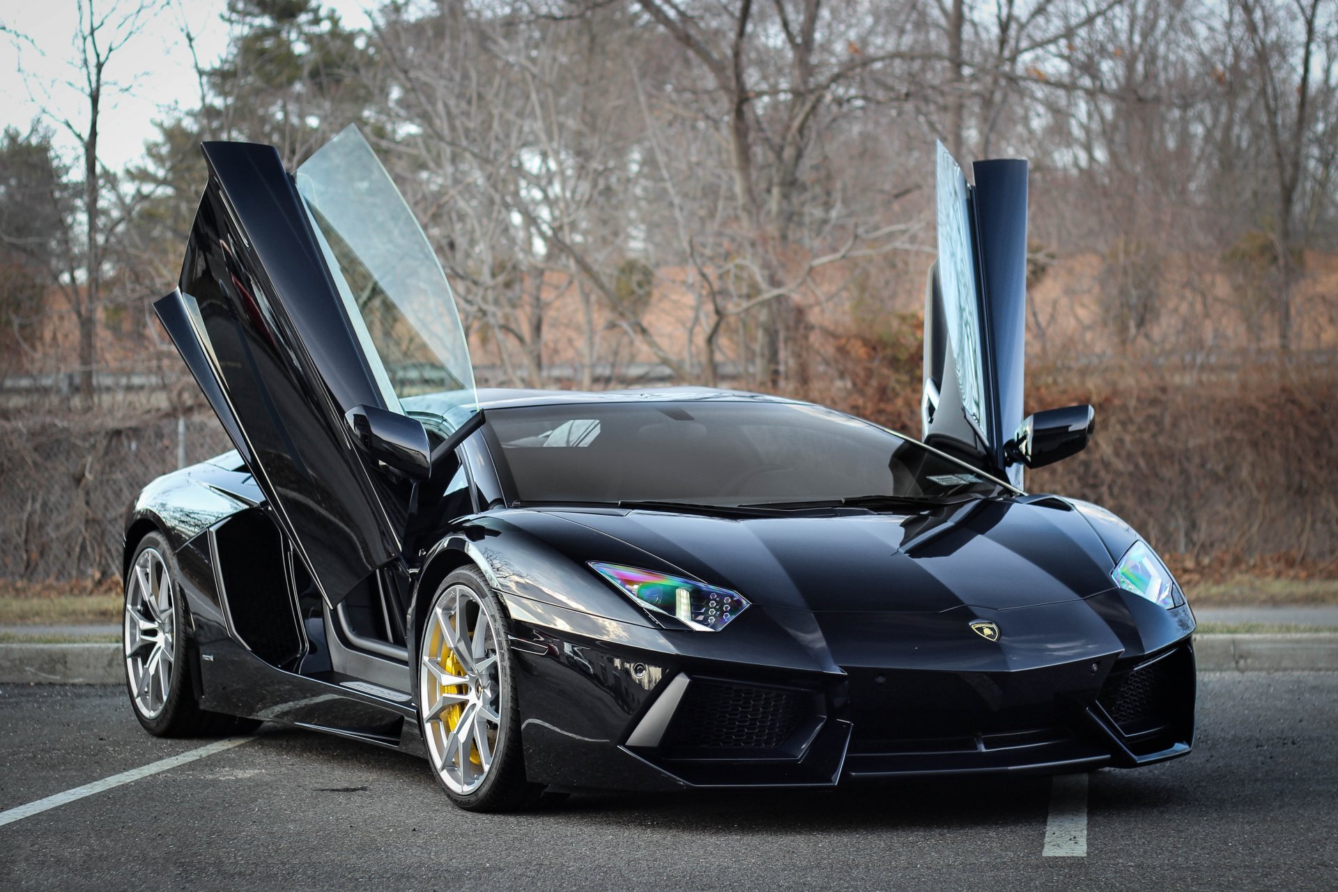 lamborghini aventador lp700-4 negro lamborghini aventador estacionamiento carriles asfalto