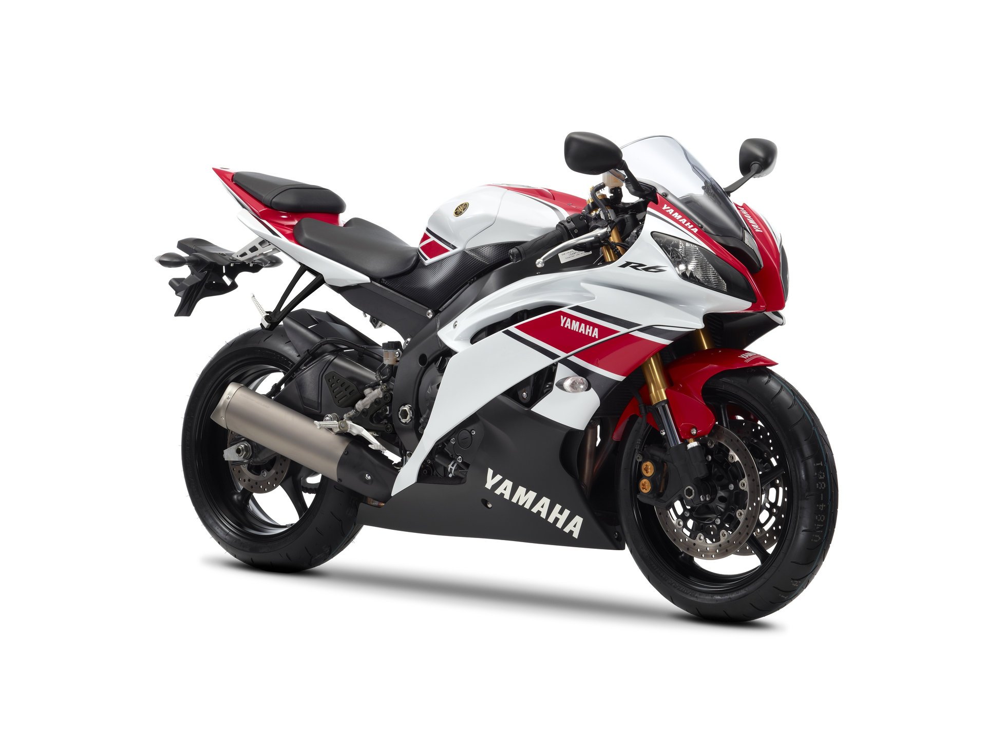 yamaha yzf-r6 2012 sportbike blanco rojo motocicleta moto r6 yamaha bicicleta fondo blanco fondo motobike hi-tech mototransporte