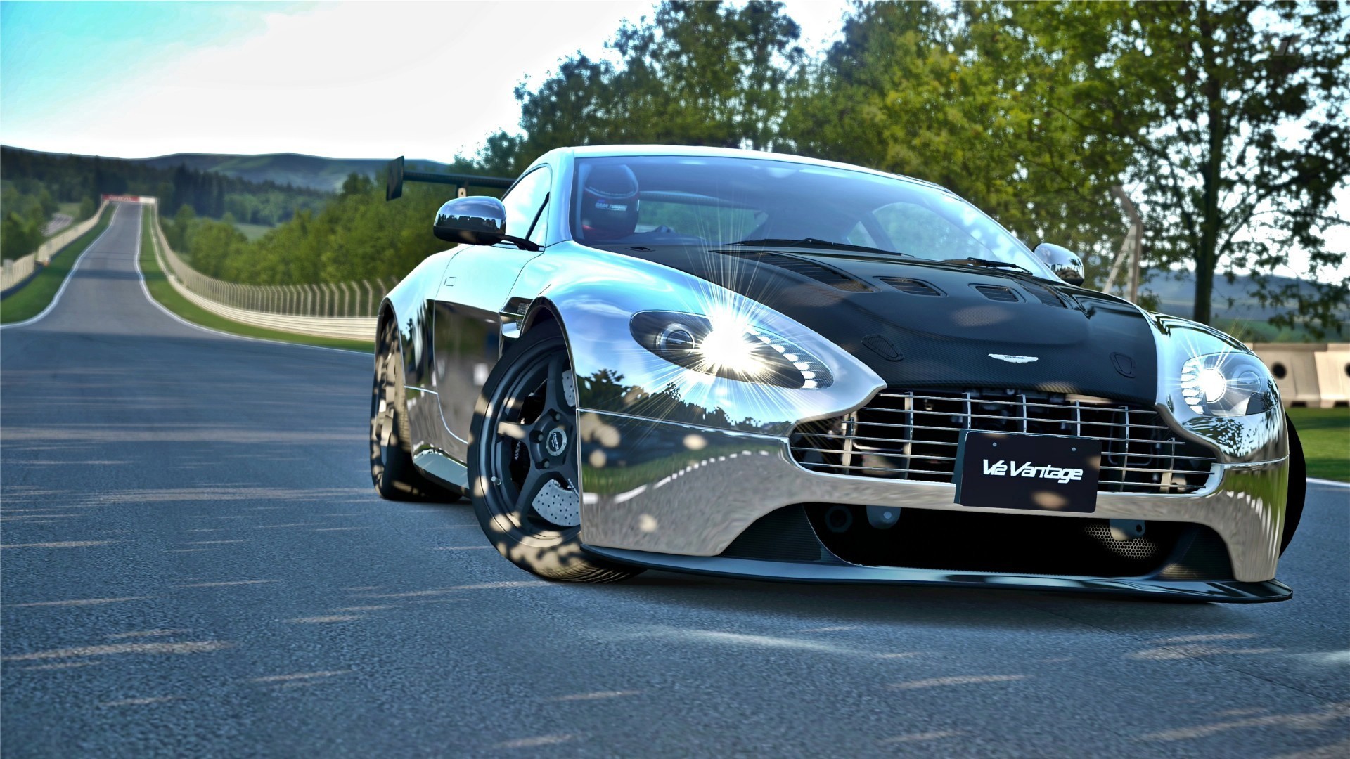 v12 auto straße grau aston martin