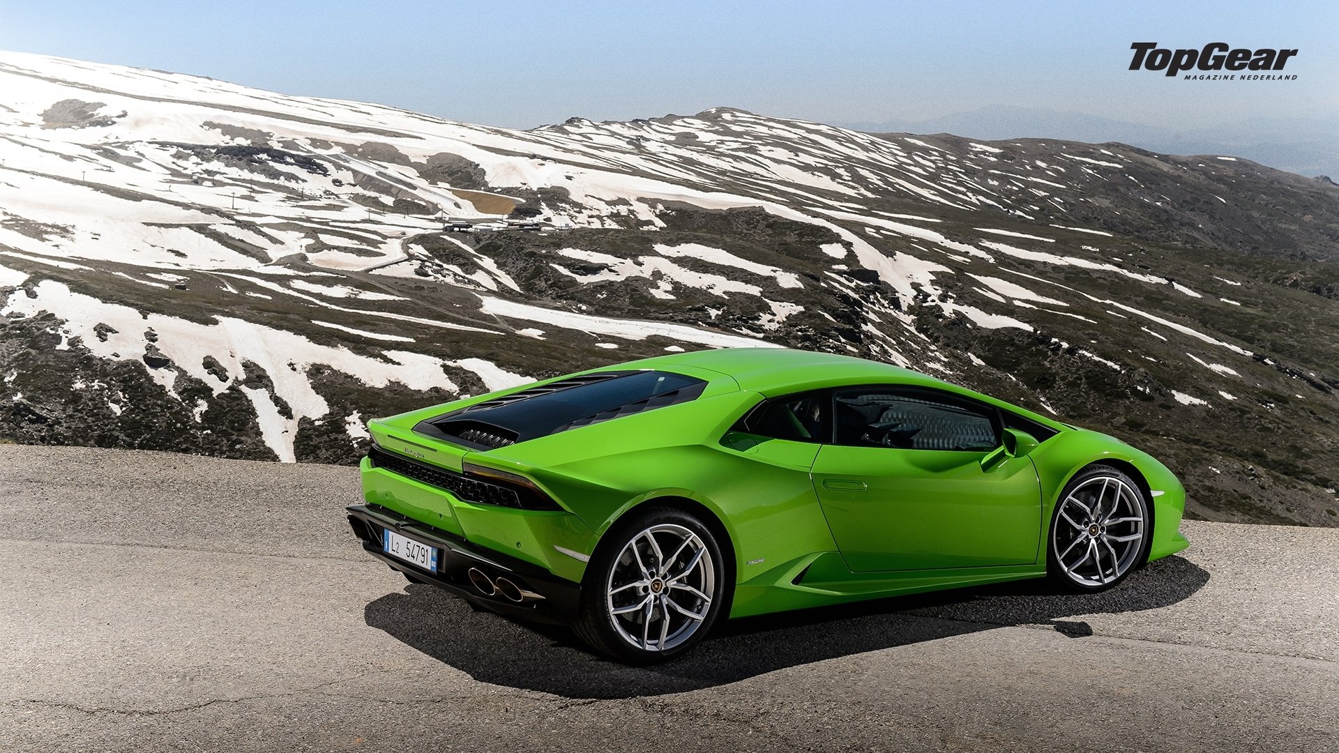 lamborghini huracan lp610-4 zielony supersamochód droga z tyłu top gear