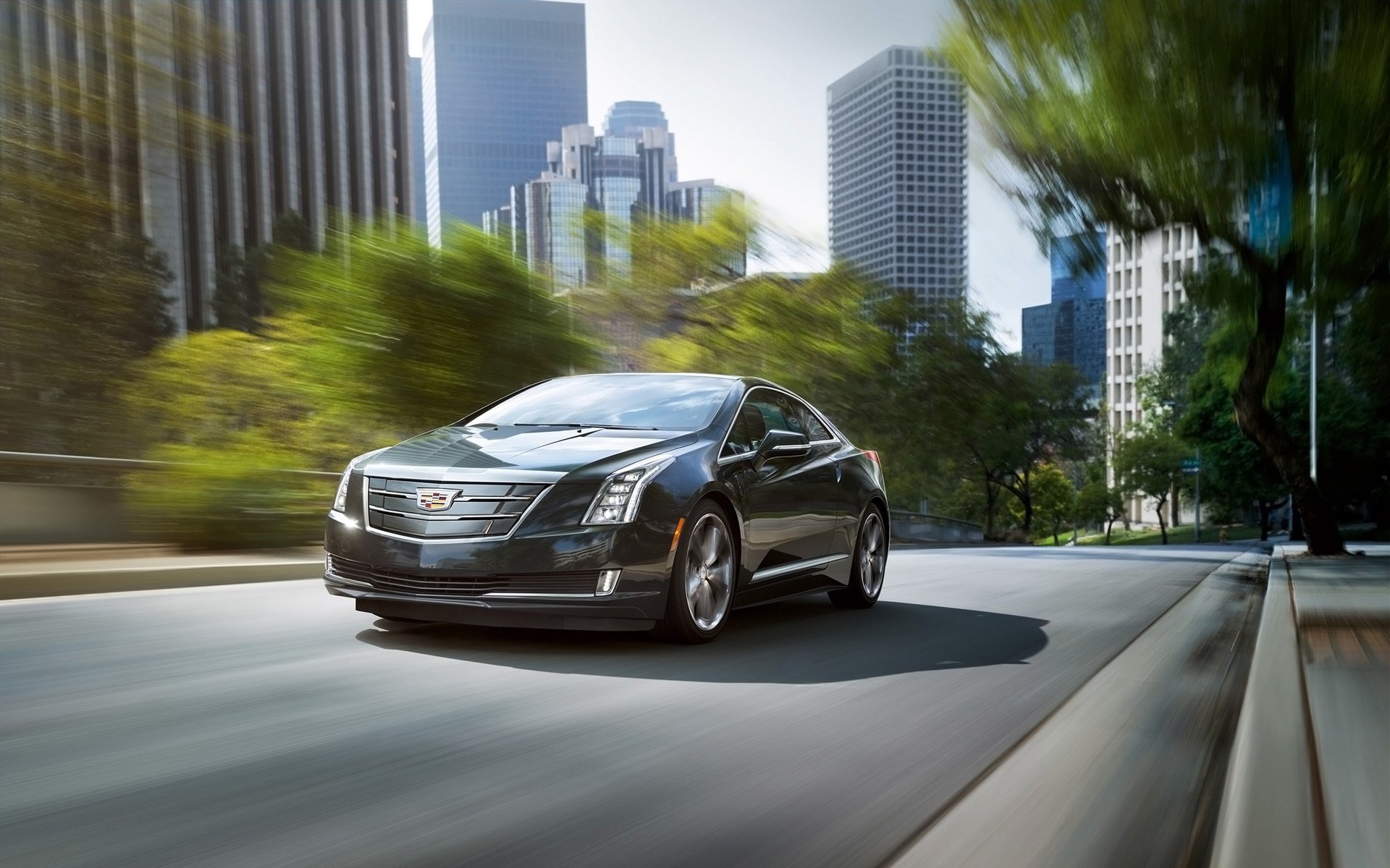 cadillac elr cadillac elr coupe front stadt hintergrund