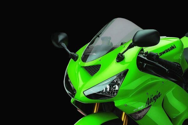 Kawasaki zx-6r 2005 ярко зеленого цвета