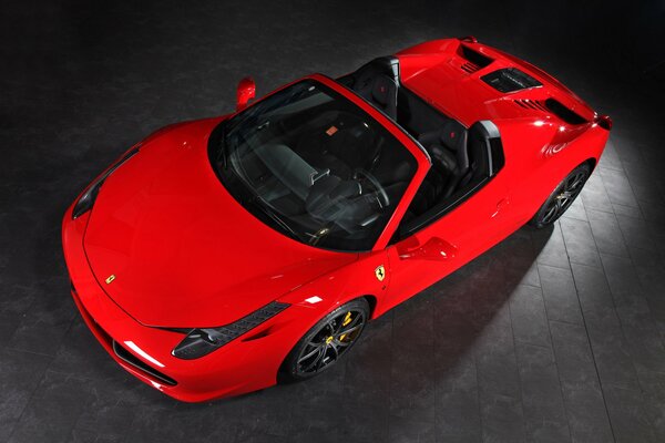 Red ferrari capristo convertible top view