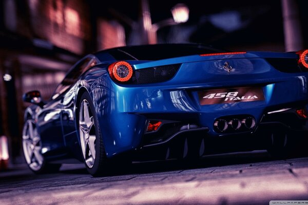 Beautiful photo of the car. A racing car. Rear bumper