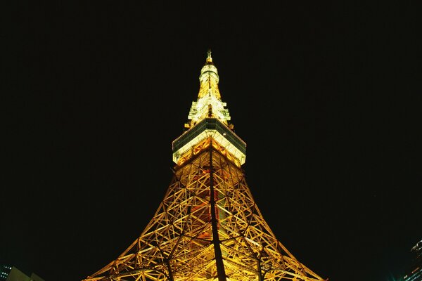 Tour Eiffel avec éclairage de nuit