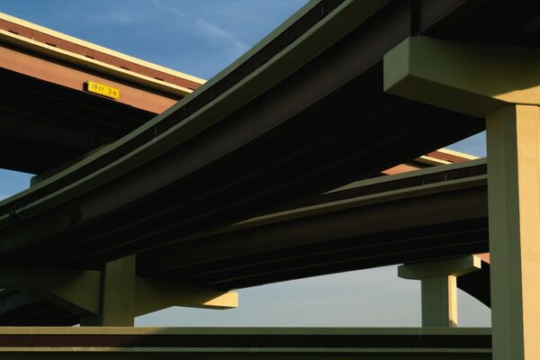 Supports and overpasses of the interchange under construction