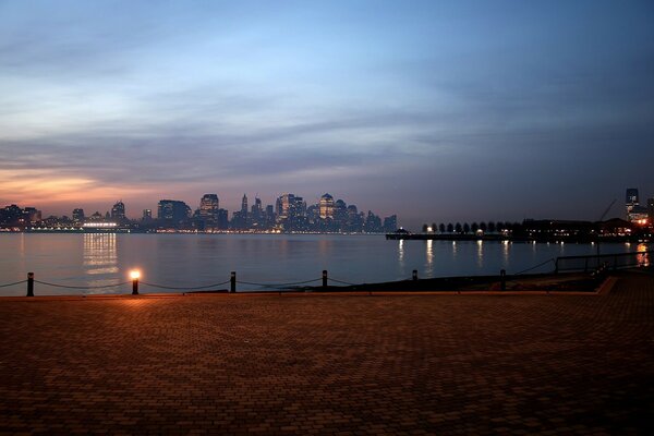 Lanterns and lights stretched along the entire embankment