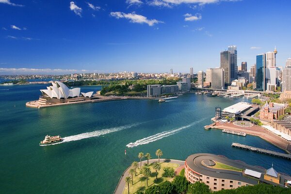 Australische Stadt mit Blick auf das Opernhaus