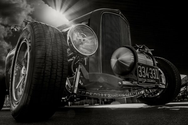 Old Ford black and white photo