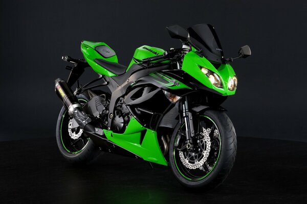 The sport bike on a black background is very beautiful