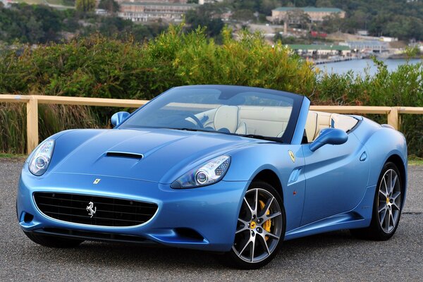 Azul hermoso coche Ferrari fondos de Escritorio