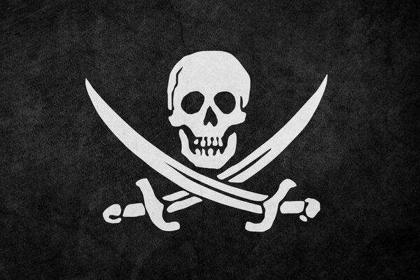 Bandera pirata con cráneo y espadas