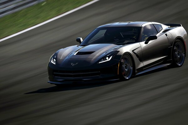 Black sports car on the track