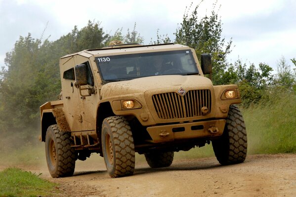 Heavy SUV conquering any road and not only