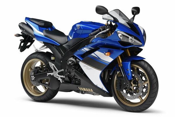 Blue sport bike on a white background