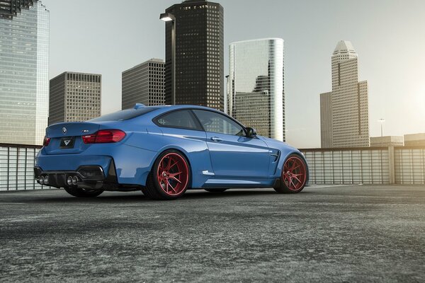 Blue BMW at a photo shoot