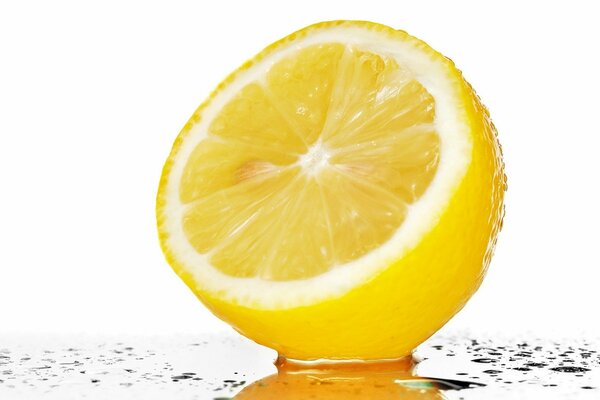 Yellow lemon and clear water