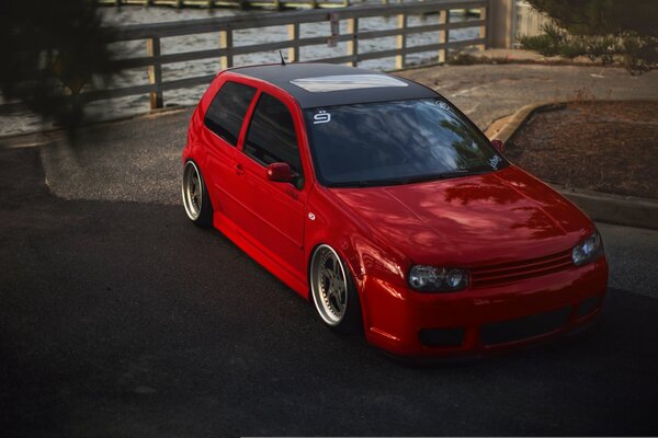 Beautiful red Volkswagen Golf car