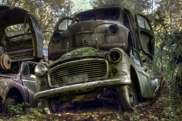 Cimitero abbandonato di auto d epoca