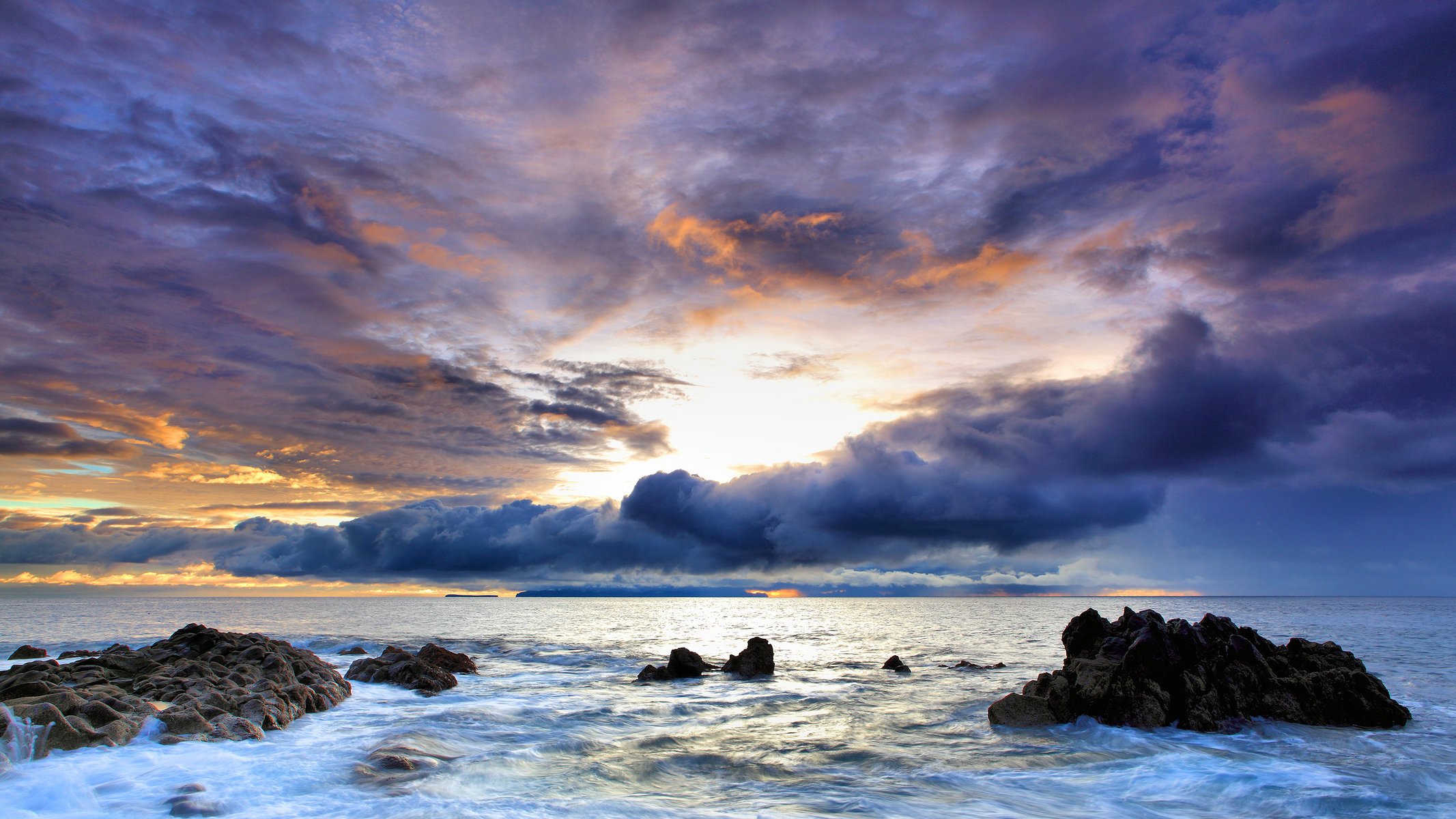 ea stones clouds sunset water the sky nature