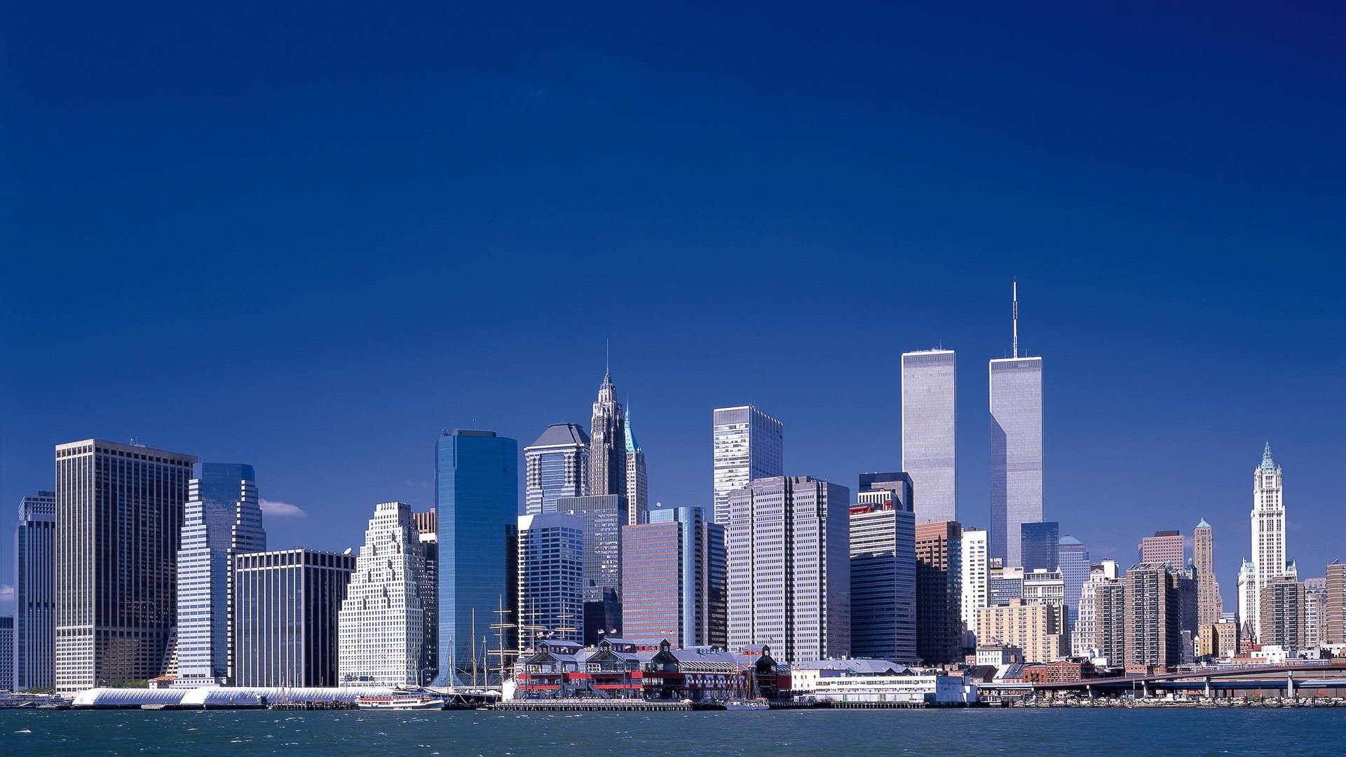 new york promenade gémeaux états-unis amérique gratte-ciel métropole ciel bleu villes