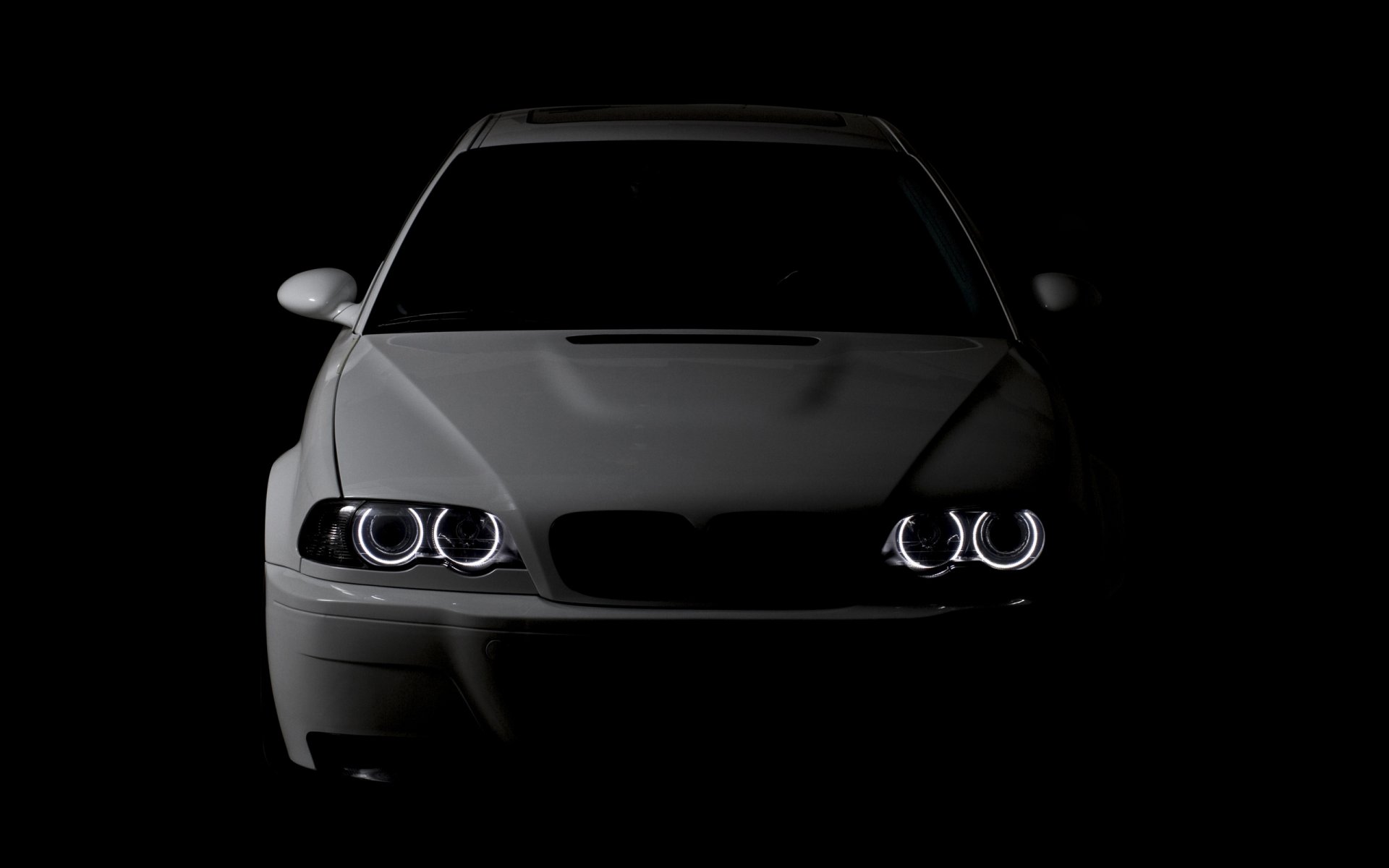 bmw m3 e46 angel eyes bmw white headlights light passenger cars cars auto transport black and white motor transport